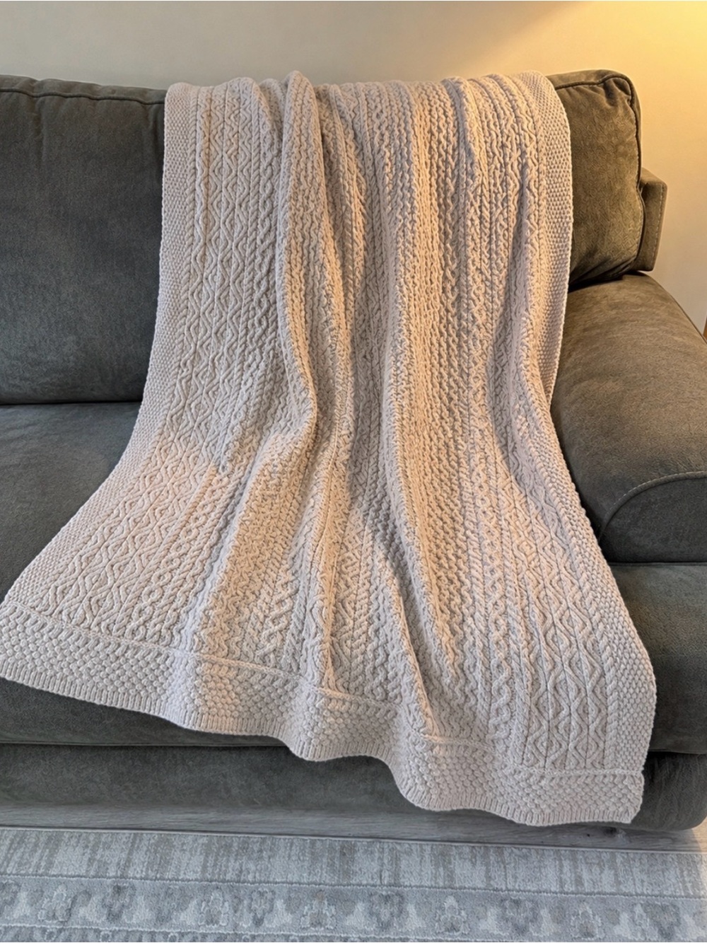 Merino Wool Throw Blanket Aran Mor- Beige